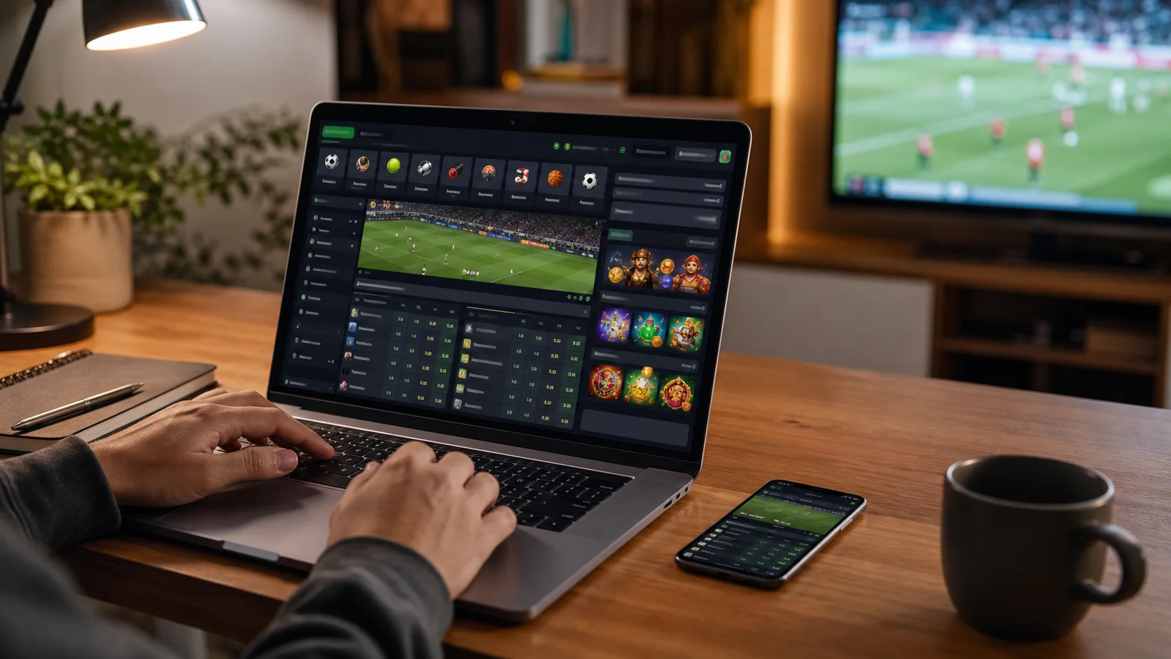 Plataforma supert em notebook e celular com apostas esportivas e cassino online